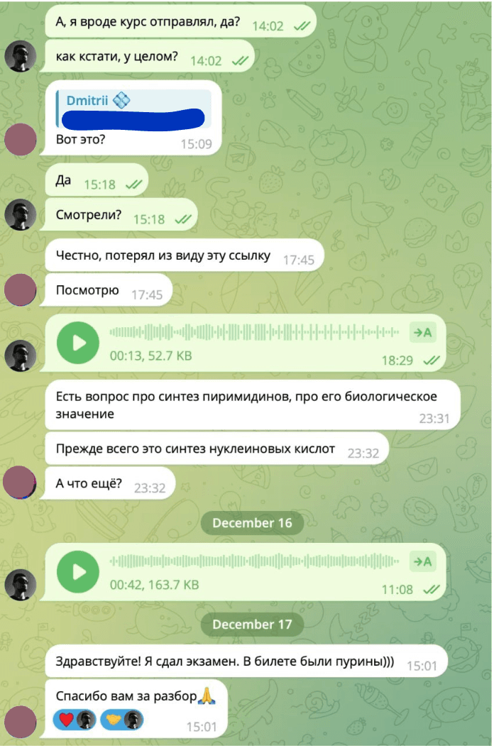 Отзыв ученика в Telegram — 33